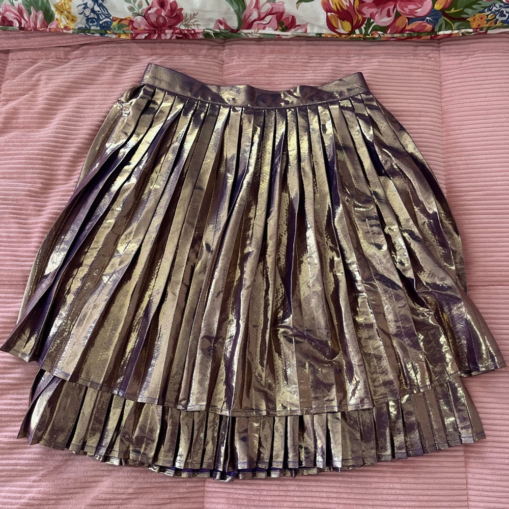 ModCloth Metallic Iridescent Purple Pleated Skirt